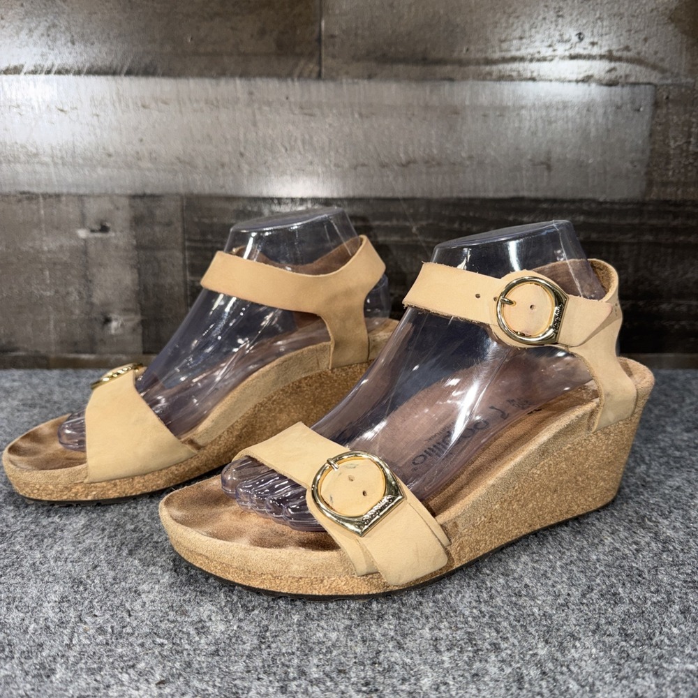 Birkenstock Papillio Soley Wedge Sandals Sandcastle Leather Comfort US 8 EU 39